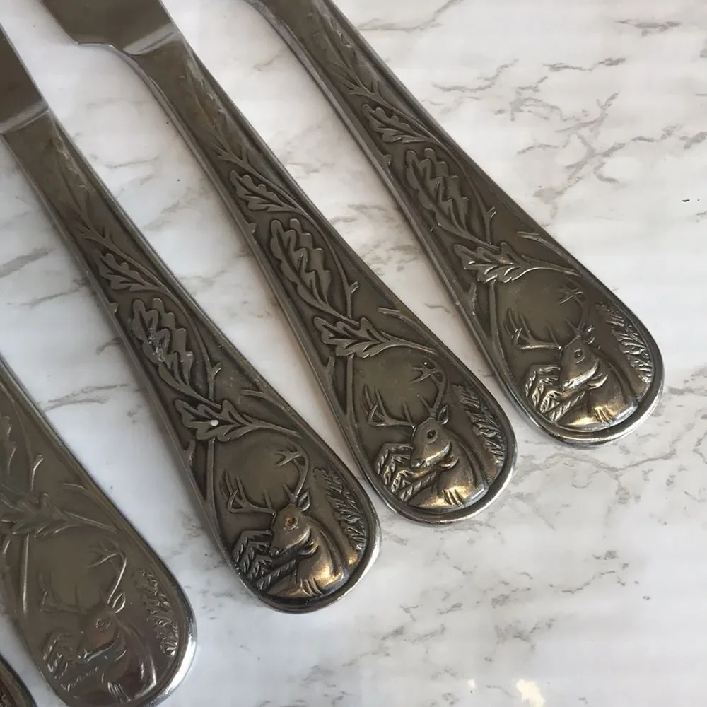 Bass pro set of 5 deer stainless butter dinner knifes